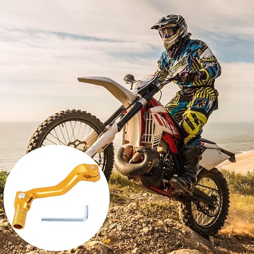 Tunejoy Schalthebel Klappbar für Motorrad Klappschalthebel aus Aluminium für Geländemotorräder ATV Motocross Dirtbike Pitbike 119x52mm Golden