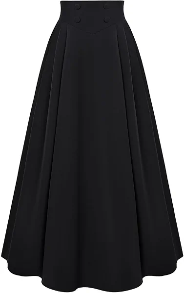 Scarlet Darkness Victorian Skirts for Women Renaissance High Waisted Long Skirt with Pockets
