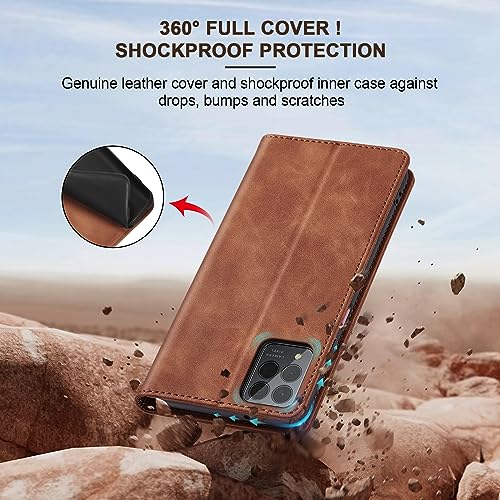 Image of Jasonyu Flip Wallet Case for T-Mobile Revvl 6 Pro /6X Pro 5G,Brown