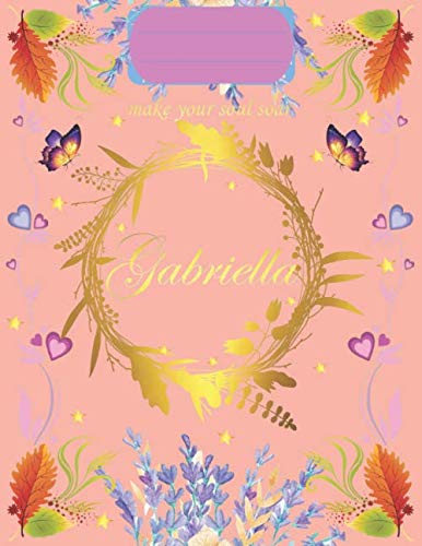 Gabriella: Unique customized Gift for Gabriella | Personalized Custom Name | Gift for Birthday or Valentine's Day, Diary, Composition notebook 120 ... and Flowers on a matte finish pink cover.