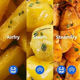 Philips Steam Airfryer 5000 Series Dual Basket Heißluftfritteuse mit Dampfgar-Funktion & 2 Körben – Steam, Airfry, SteamFy, 9L (3L+6L), RapidAir Plus, automatische Dampfreinigung (NA555/00)