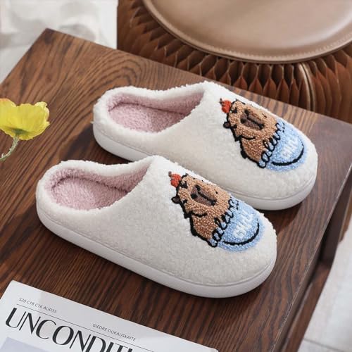 Image of Women's Men's Cute Frog Slippers Fuzzy Memory Foam Kawaii Cartoon Animal Slippers Winter Warm Fluffy Shoes