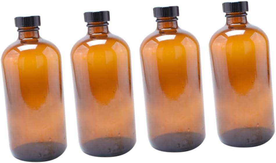 Cabilock 4pcs Brown Glass Honey Pot Sealing Storage Bottles Lid Kitchen Glass Containers for Honey Jam Salt