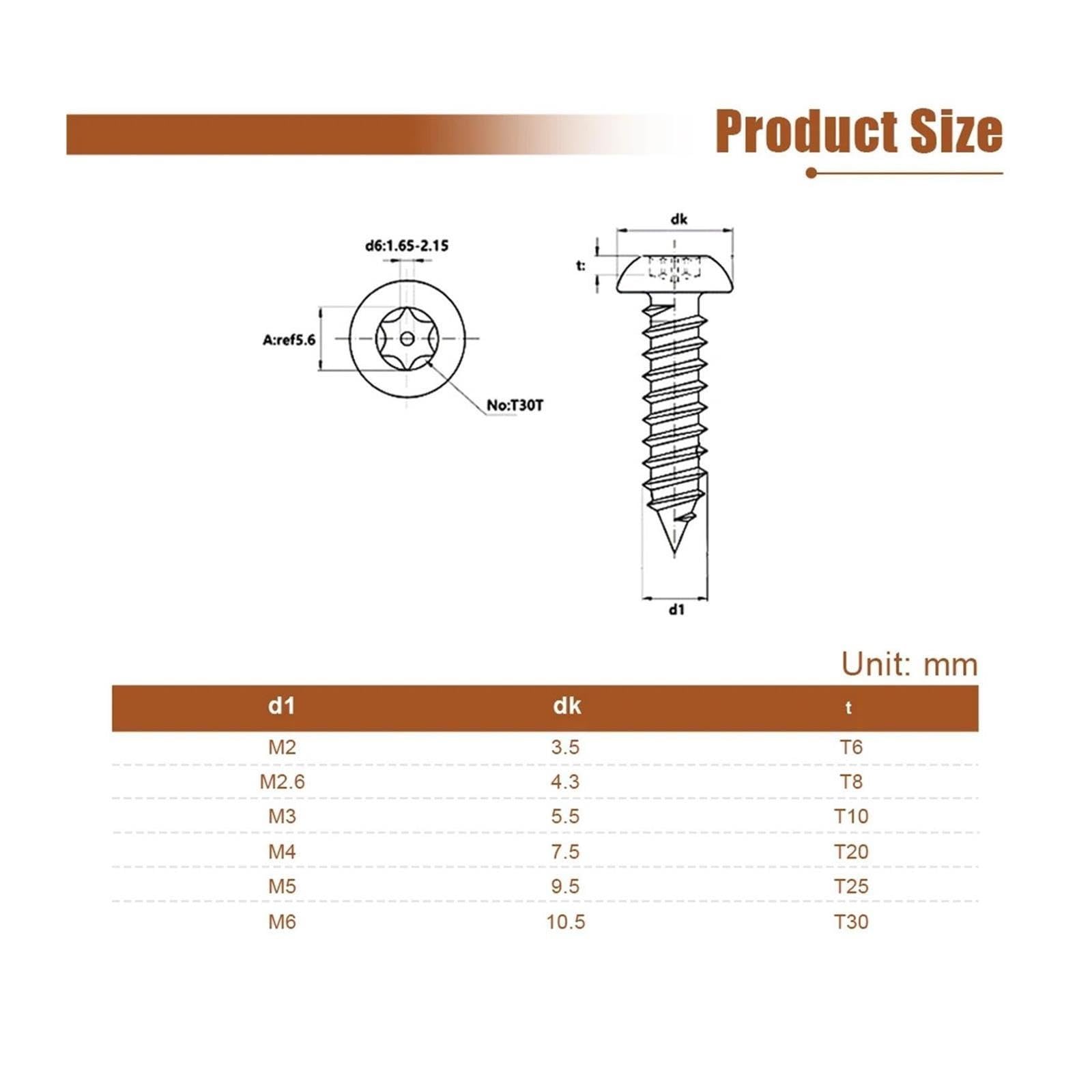Vite Autofilettante Torx Rotonda Perno Inox 304