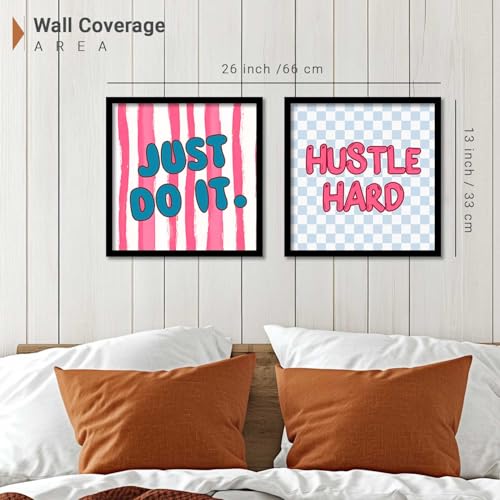 Image of HOTHOUSE Motivational quotes wall decoration items posters with frame posters for office Study room Wall Decor Digital Reprint Set of 2 (13X13 inch)