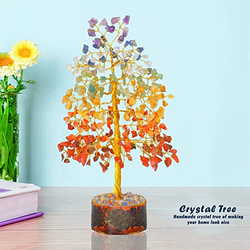 YATHABI Árbol de Siete Chakras, Piedras Preciosas Naturales curativas, Feng Shui, Dinero, bonsái, decoración del hogar, Prosperidad, Limpieza para Riqueza y Suerte, Alambre Dorado, tamaño 10 Pulgadas - imagen 5