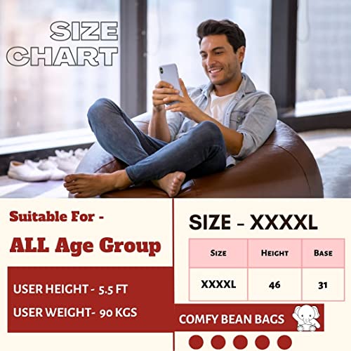 Image of ComfyBean Bag with Beans Filled 4XL- Official: Jack & Mayers Bean Bags - for Adults - Max User Height : 5.5-6 Ft.-Weight : 70-99 Kgs(Model: Bearly Awake - Light Grey Peach)