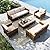 MFSTUDIO 9 Piece Wicker Patio Furniture Set, 2 x Single Chair, 2 x Ottoman, Loveseat Sofa, 3-Seat Sofa, All-Weather Outdoor PE Rattan Patio Conversation Set for Garden, Backyard(Beige Cushions)