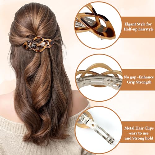 6 clips pinza vintage para cabello con diseño carey miniatura 4