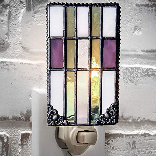 Decorative Night Light Accent Lite Wall Plug In Nightlight Bedroom Bathroom Nursery Kitchen Purple Green Stained Glass Mission Home Décor J Devlin Ntl 170 #TOP1