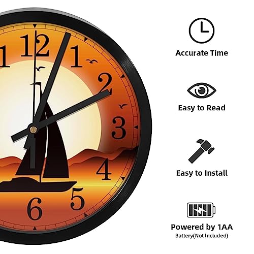 Horloge murale silencieuse à quartz évocation d'un coucher de soleil - 3