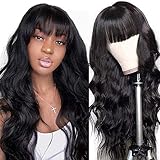 None lace front human hair wig, brasilianische seidige gerade Perücke mit Pony, minimum shedding and tangle-free. 2020 Mode Perücke.