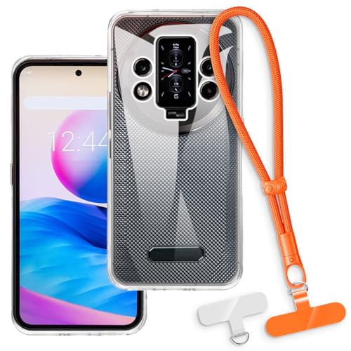 OAGELIM 2-in-1�ی�P�[�X�ƃ��X�g�X�g���b�v Oukitel WP200 Pro �Ƃ̌݊������� ���O���\�ȃ��j���[�h�t���d�b�J�o�[�A����~�ߕ����h�~�O���b�v�n���h�� (�N���A + �I�����W)