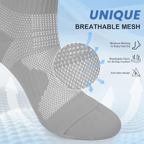 Image of DHSO 7 Pairs Cushioned Ankle Compression Socks for Women Running Wicking Socks with Arch Support