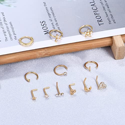 Flower septum clicker, 18k vergulde sterlingzilveren neusring - België Flower septum clicker, 18k vergulde sterlingzilveren neusring - België
