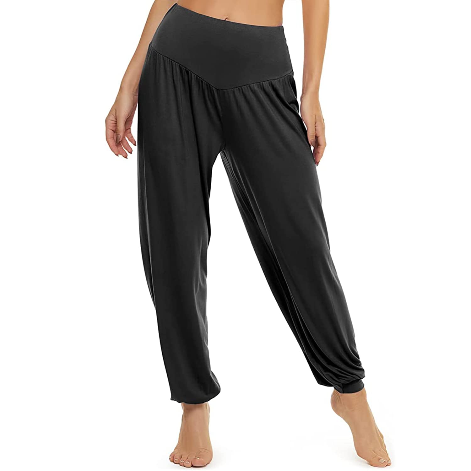 BeautyWill Haremshose Yogahose Jogginghose Yoga Pilates Hosen Freizeithosen Weiche Modal Lange Hose für Damen