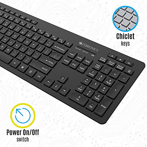 Zebronics Zeb-Companion 500 2.4GHz Wireless Keyboard & Mouse Combo, USB Nano Receiver, Chiclet Keys, Ultra Silent, Power On/Off Switch, Rupee Key, for PC/Mac/Laptop view 2