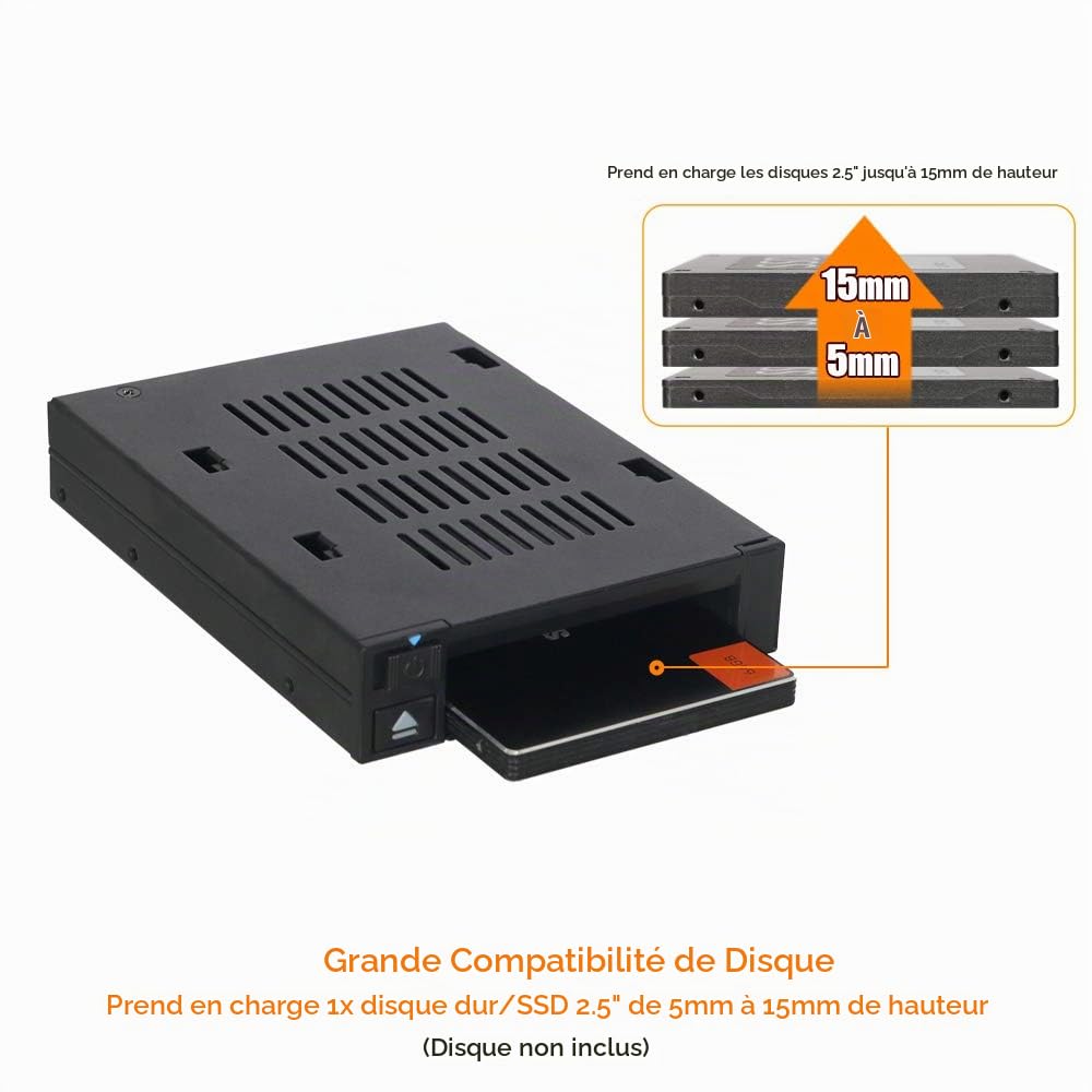 FlexiDOCK MB521SP-B 2.5 "SSD Dock Trayless Hot-Swap SATA Mobile Rack pour Ext 3.5" Bay
