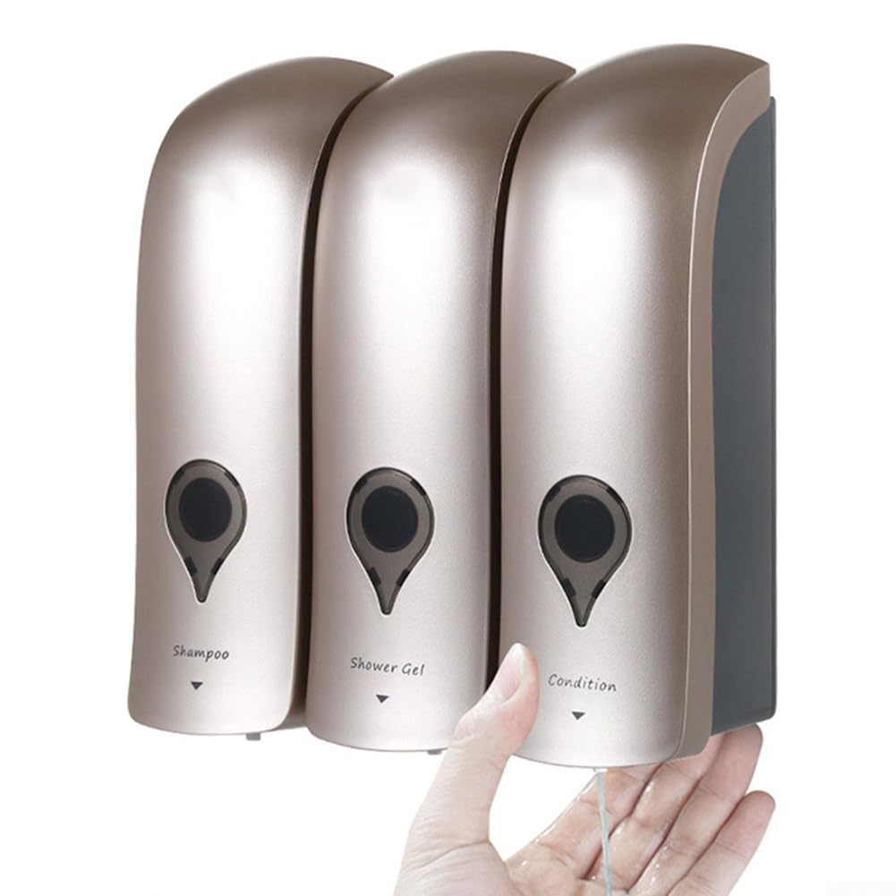 Dispensador de jabón de montaje en esquina 900ml Capacidad total Baño (Oro)