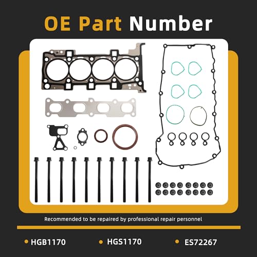 Image of Head Gasket Set with Bolts, 2.0L, HGB1170 ES72267, for Dodge Dart 2013 2014 2015 2016 2.0L L4 1995cc 122cid DOHC 16V(44pcs)