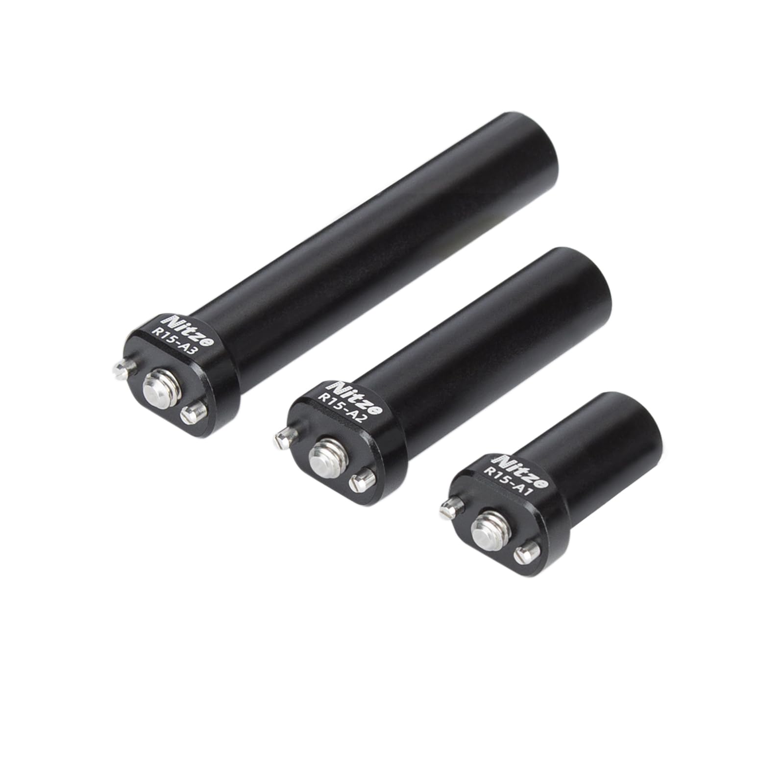 Nitze 15 mm Rod Kits avec Broches de Positionnement de 1/4", 1 Pouce/2 Pouces/3 Pouces (3 Pièces) Tiges en Alliage d'Aluminium de 15 mm pour Cage de Caméra, Poignée Supérieure de Caméra - R15-AK