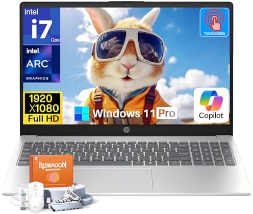 HP 15.6" Touchscreen Laptop 2026, Windows 11 Pro, Intel Core i7-1355U(up to 5.0 GHz), 15.6 inch FHD Touch Screen, 16GB RAM, 512GB SSD, Copilot AI, Fast Charge, for Business Student, Accessories