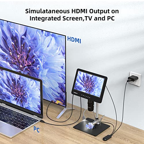 Tomlov Dm601 Hdmi Digital Microscope For Adults, 3 Lens Soldering Microscope, Coin Microscope Full View, Upgraded 7" Ips Premium Screen, 2K Video Microscope Camera, Biological Microscope Kit, 64Gb Sd #TOP7