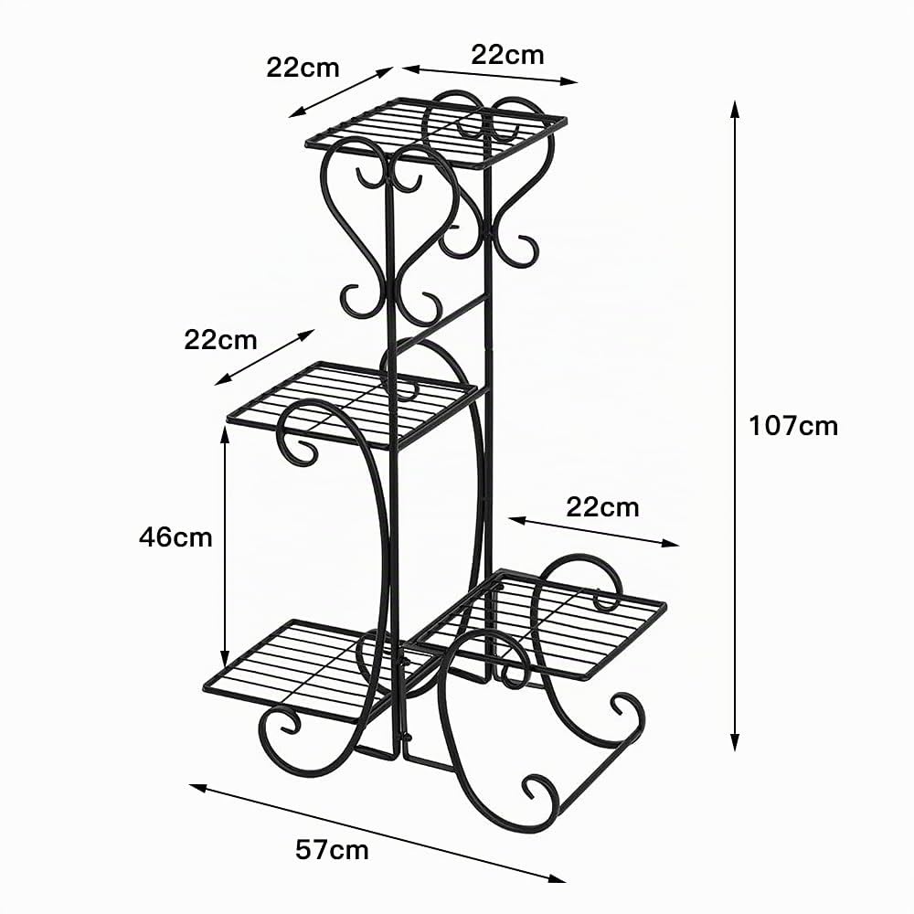 LANTUS Mensola per Piante, Portavasi di Fiori, Supporto per Esposizione, Scaffale in Metallo, Porta Pianta Con 5 Ripiani, per Interni Balcone, Soggiorno, Esterno, 107 x 22 x 57 cm