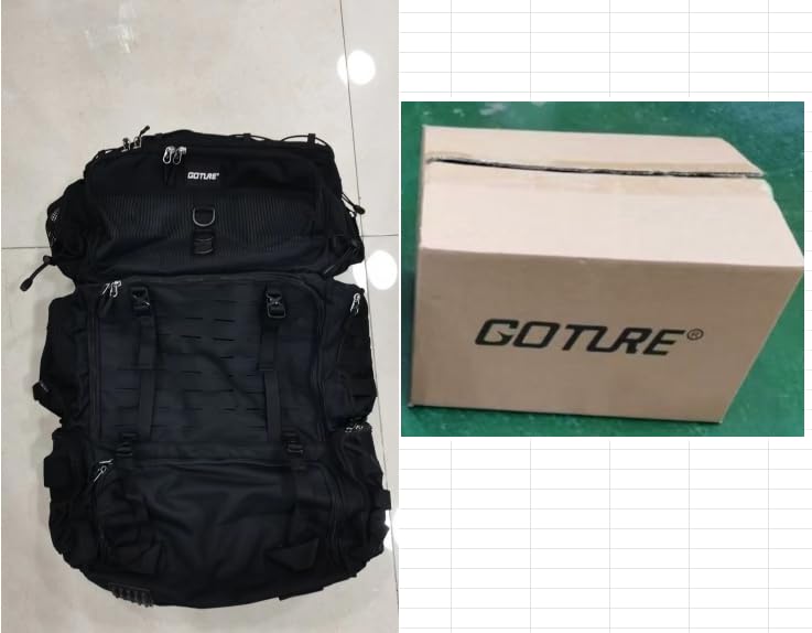 Goture フィッシングリュック 釣りバッグ 大容量 600Dオックスフォード 撥水加工 タックル収納 多機能 釣り 海釣り 渓流釣り 登山 アウトドア ブラック