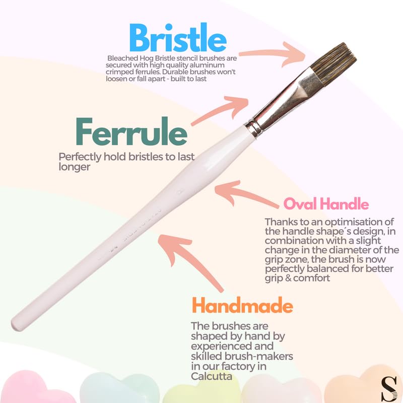 Image of Stationerie Paint Brush Set Handmade Soft Aqua Synthetic Hair with Stainless Wire Ideal for Art Paint, Watercolor, Quill, Oil Acrylics, Artists Brush Set (Flat Candy)
