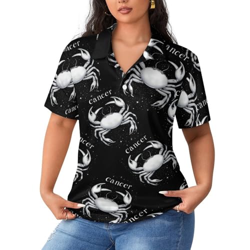 Camiseta polo de Cáncer para mujer en manga corta de algodón transpirable casual