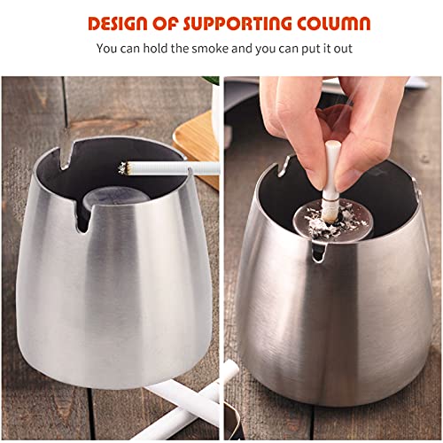 Roestvrijstalen asbak met deksel, winddicht, sigarettenasbak voor binnen of buiten, desktop-roker asbak voor thuiskantoor - Image 4