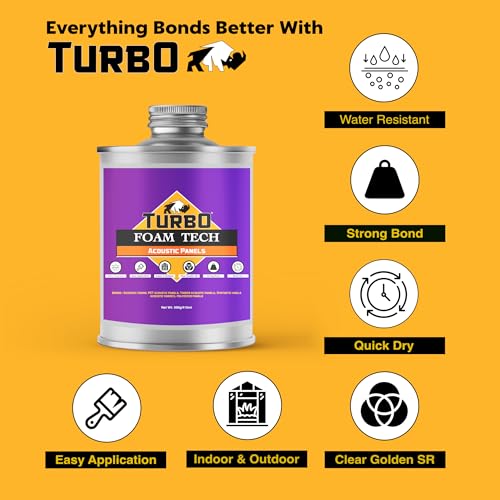 Image of Turbo Foam Tech SR Adhesive for Mounting Acoustic Panels | Strong Hold, Easy Spread, Quick Dry, Multi-Purpose Glue | Purple, 400 ML Can
