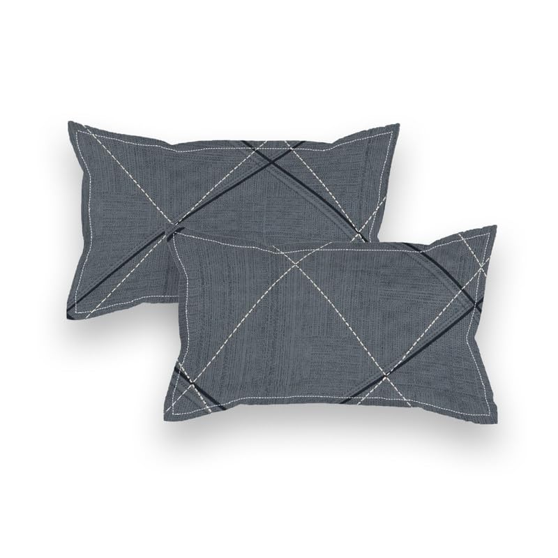 Image of NHD HOME Pure Cotton Flat Double Bedsheets with 2 Pillow Covers | Double Bed Breathable | Wrinklefree | Soft 200tc Supersoft | 228 x 225 Cm| Dark Grey