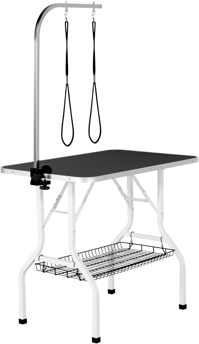 Black costoffs 36 inch grooming table with storage basket and arm