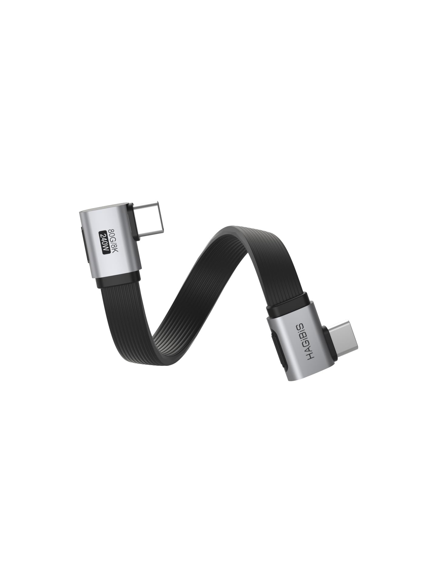 Hagibis 0.33ft 90 Degree USB4 Cable, 80Gbps Data Transfer, 8K@60Hz Video Display, 240W Fast Charging Right Angle USB-C Cable, USB 4 V2.0 Cable for iPhone 17 16 15 Pro Max, iPad Pro, Thunderbolt 5/4