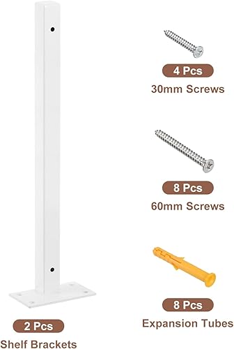 Miniatura 3 de uxcell Soportes de estante flotantes, 2 soportes de metal industriales de 12 pulgadas para estantes montados en la pared, color blanco