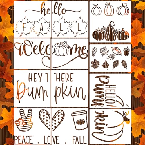 Fall Stencils for Door Mats Hello Fall Doormat Stencils Pumpkin Stencil Templates for Doormat Wood Signs DIY Crafts Decor