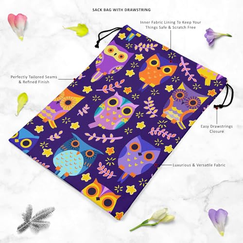 Image of ArtzFolio Owls | Reusable Sack Bag | Bag for Gym, Storage, Vegetable & Travel