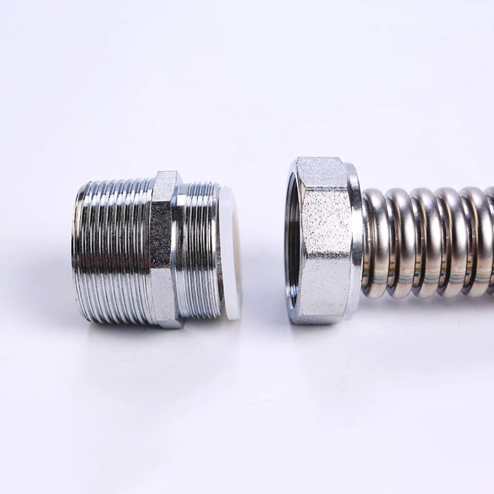 Manguera De Agua Flexible Corrugada BSP De Acero Inoxidable 304, Conexión De Metal BSP De 1/2" 3/4" 1", Línea De Suministro De Agua Fría Y Caliente, 20-100 Cm De Longitud, 1 Pieza(1",100cm)