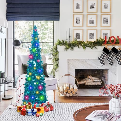 Árbol de Navidad de oropel brillante con 50% de descuento