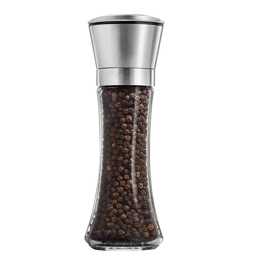 Marve Beautiful Stainless Steel Salt & Pepper Grinders Refillable Set - Salt/Spice Shakers with Adjustable Coarse Mills - Easy Clean Ceramic Grinders with Funnel (Big Pepper Mill 1 Pcs)