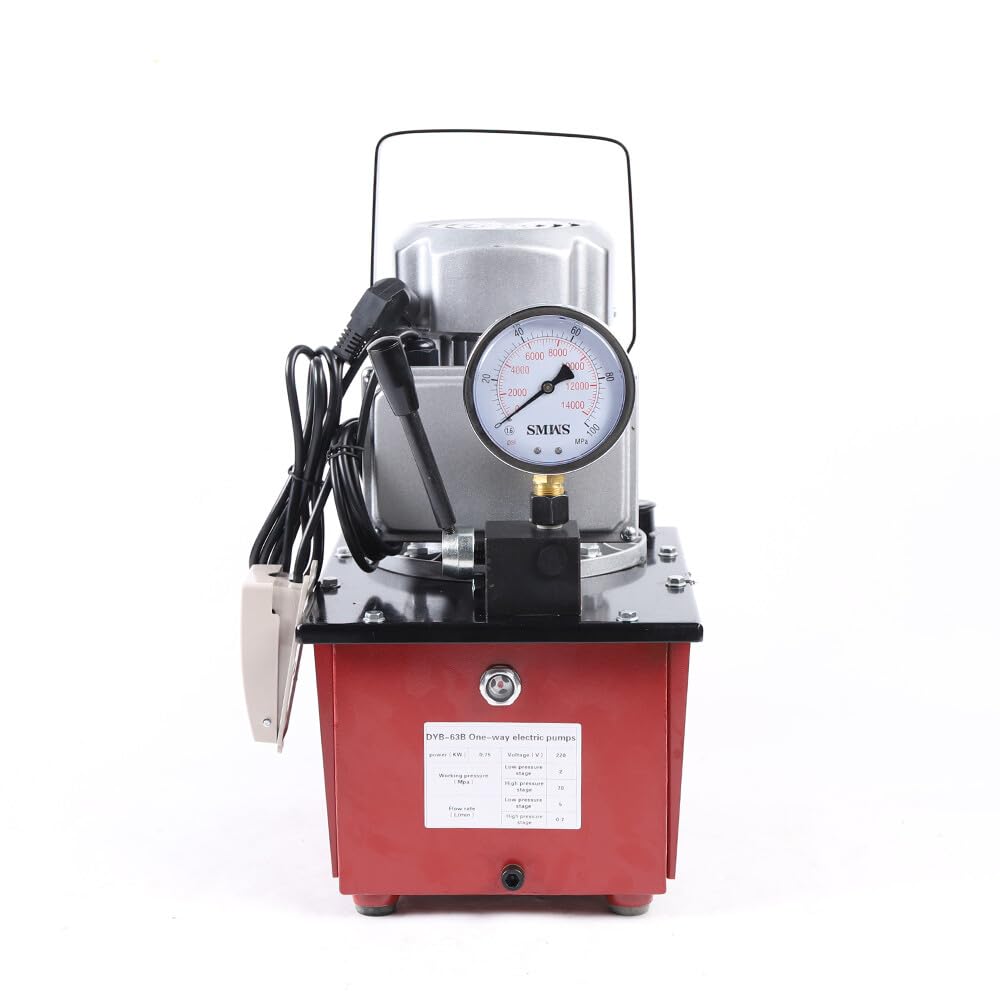 Bomba hidráulica eléctrica de 220 V, 750 W, 700 bar, con válvula manual