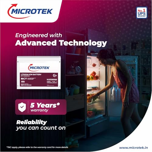 Image of Microtek Combo - Super Power 1100 Advanced Digital Inverter (950VA /780W,12V) with Lithium-Ion Battery 12.8V /100Ah, 1280Wh LiFePO4 | SCT & BMS Technology, Faster Recharge, Longer Life, Compact & Safe