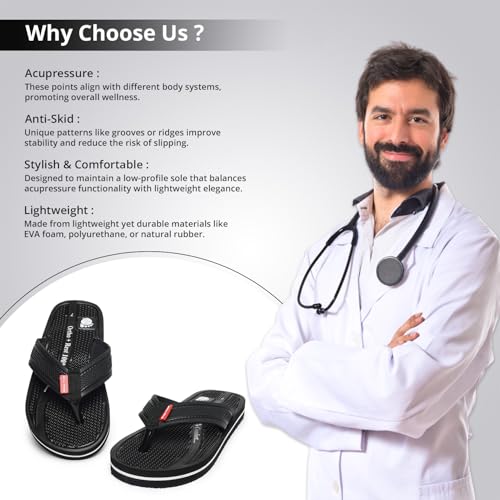 Image of Ortho + Rest Doctor Orthopedic Slippers for Men | Anti-Skid Flip Flops with Acupressure Massage Footbed | Extra Soft and Comfortable Doctor-Recommended Chappal for Pain Relief