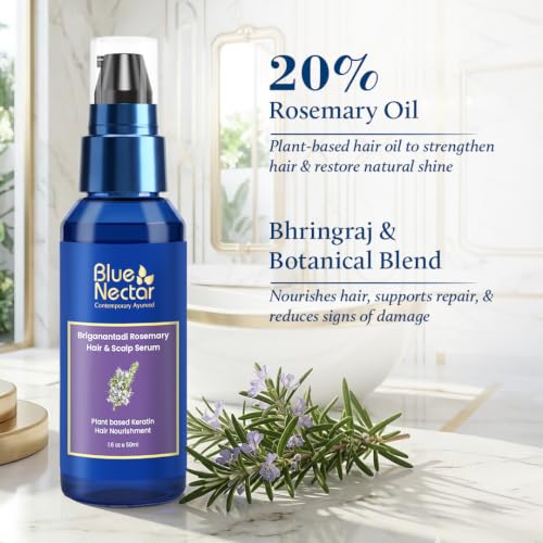 Image of Blue Nectar 20% Rosemary Hair Repair Serum with Keratin for Dry Frizzy Hair