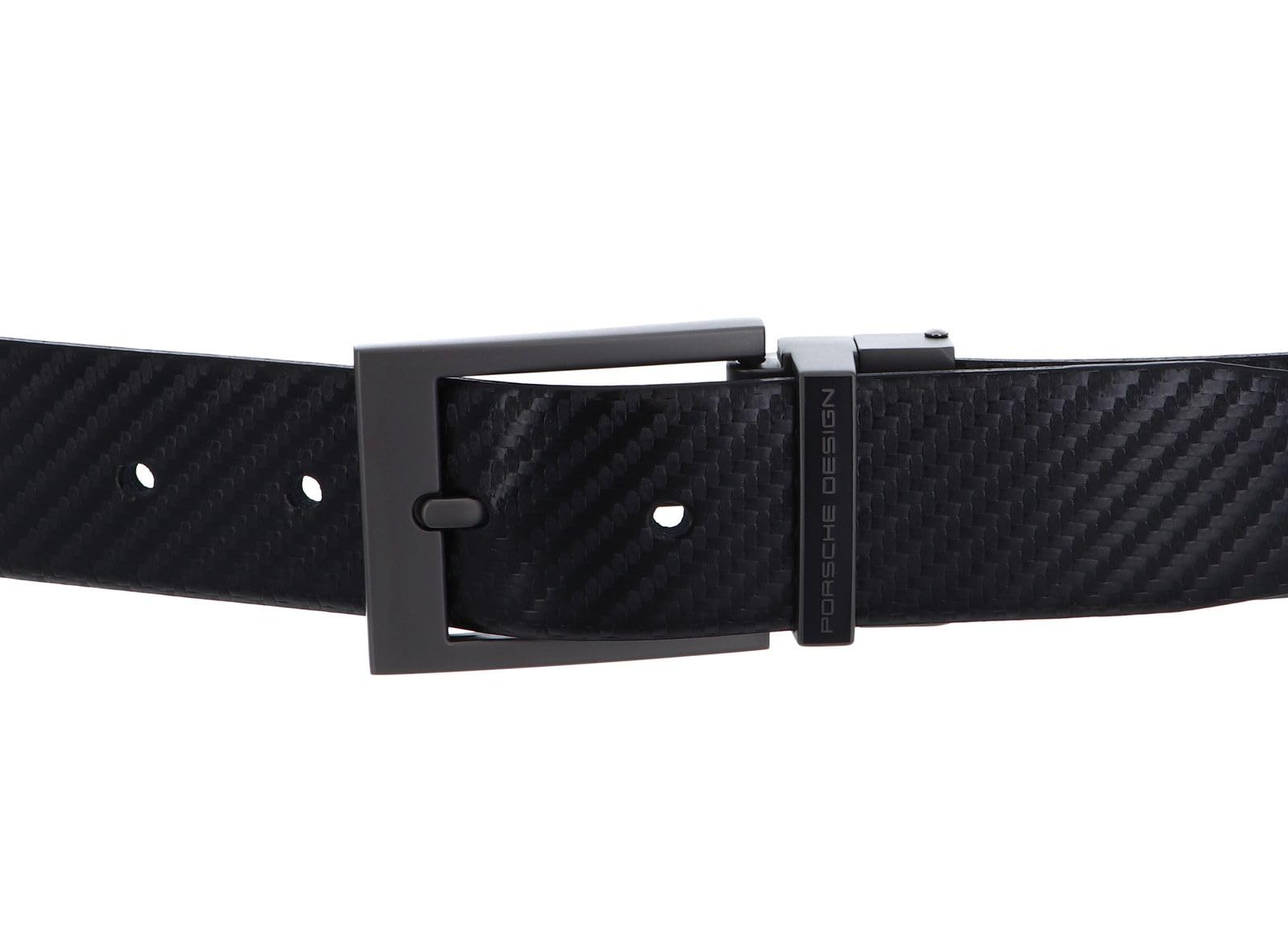 Porsche Design Leder Gürtel Business Traveller Buckle Belt Reversible 3,5 W120 Black - Black schwarz kürzbar wendbar