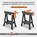 DNA MOTORING Heavy Duty 1000 lb / 450 kgs Capacity Folding Saw Horse For Slicing, Work Bench Assembly, with Clamps, Black, 2pc, TOOLS-00471
