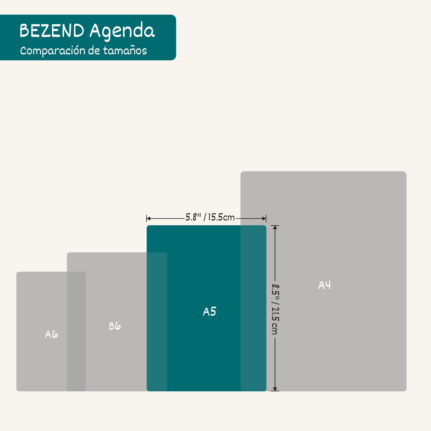 BEZEND Agenda Escolar 2026 2027 Semana Vista A5 15,5 x 21 cm, 18 Meses de Jul.26 a Dic.27, Vista Semanal con Página de Puntos, Papel de 90 GSM, Tapa Dura Cuero PU - Verde Pacífico