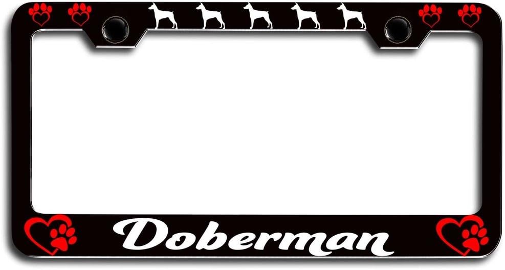 Lovable Petz - Doberman Dogs Pets Bl Steel License Plate Frame, License Tag Holder